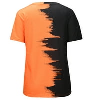 Žene print T majice Casual V izrez kratki rukav ljetni vrhovi seksi vrhovi narančasti s