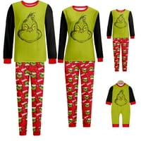 Grinch Xmas Porodica Podudaranje pidžama Set Grinch Pismo Ispis Christmas Home odjeća Striped PJS za