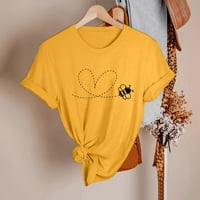 Gotyou ženski vrhovi Ženski modni casual festival za medenje tiskani okrugli vrat kratkih rukava TOP bluza Yellow XXL