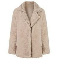 Skladište prodaje Women Plus size Zimska topla labav plišani kaputić sa kapuljačom Beige XL, AC10571