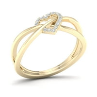 Za vas obećava srce ljubavi Criss Cross preklapajući prsten 0. Carat bijeli prirodni dijamant u 14K