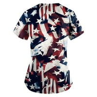 Sksloeg ženskog pilišta na vrhu američke zvijezde pruge uzorak patriotski T majice kratki rukav V-izrez