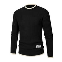 Muški džemperi FVWitlyh Muški pulover Džemper sa dugmetu za ovratnik dolje u boji Blok kabela pletena