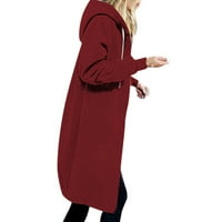 Ženski kaputi plus čišćenje veličine Ženska jakna od pune boje zadebljanje i runo i zimski povremeni patentni patentni patentni patentni patentni patentni džep s kapuljačom dugim džemperskim džemper vino l