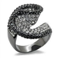 Ženski kobaltni crni mesingani prsten sa gornjim klasom kristalno u jet - veličini 6