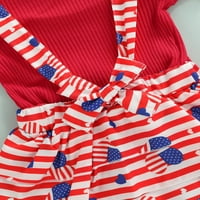 Blotona novorođenčad Djevojčica 4. jula odijelo rublice kratkih rukava + USA zastava za zastavu Skraćenice