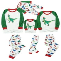 Sunčila podudaranje porodice božićne pidžame set Dinosaur Print Plaid Spava za spavanje za obiteljsku