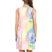 Mini haljine za žene na plaži cvjetni print V-izrez za sunčanje bez rukava bez rukava