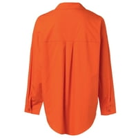 Ketyyh-Chn košulje za žene s dugim rukavima Elegantni uredčini službeni rad Tunika narančaste, m
