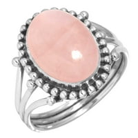 Sterling srebrni prsten za žene - tinejdžeri ružičasti ružičasti kvarc dragulja Srebrni prsten siječanj
