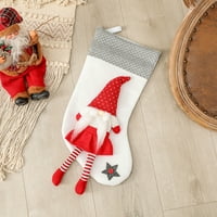 Božićne čarape Polka Dot Xmas Gnome Socks Kamin Viseći za Xmas Odmor Dekoracija bijela