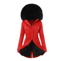 Ženski kaputi plus veličina čistoća dame topla jakna zimska solidarna kapuljača Ogrlica Lambswoo odjeća zadebljana vanjska crvena veličina S