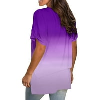 Wendunide T majice za žene, ženske ležerne ljetne vrhove cvjetni kratki rukav V rect majica majica tiskana