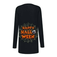 Yubatuo ženska modna ležerna Halloween Print Srednje dužine Kadigan jakne kaputi za žene Black XL