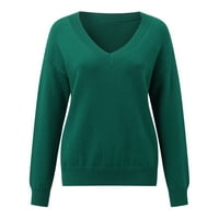 HGW džemper za žene dugih rukava s dugim rukavima pamuk kašmira labav pletenje pulover zeleno m