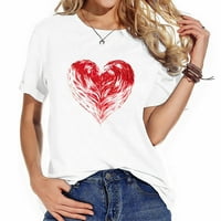 Crveno srce ljeto Ženski vrhovi, grafički kratki rukovi za žene, trendi majice sa modnim prednjim printom