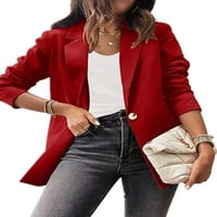 Glonme rever izrez za žene za žene Otvorena prednja kancelarija Redovna fit poslovna jakne crvena 3xl
