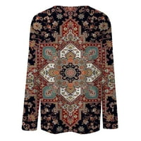 SKSLOEEg dugih rukava tunika Dression Top Woun Cool Spring Pulover Majica Soft V-izrez Aztec Cvjetni