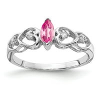 Čvrsta 14k bijelo zlato 6x markize ružičasta turmalina Oktobar dragi dijamantni zaručnički prsten veličine