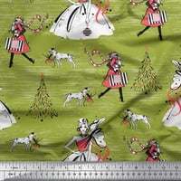 Soimoi modalni satenski tkanini pas, žene i drvo Božićni otisak šivaći šipka tkanina