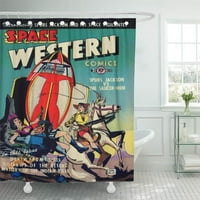Vintage Space Western iz Age Comic SCI Comicbook Rezervirajte kupatilo Držite zavjese za tuširanje kupatila