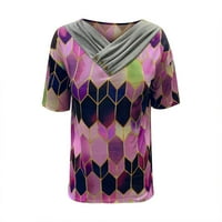 Loyisvidion Womans Majice Čišćenje Žene Tie-Dye Ispisano bluza Vez za vez za oblikovanje ovratnika Spajanje