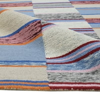 Ručno puhted plave vunene rupce 5 '8' Moderna skandinavska prugasta tepih veličine soba