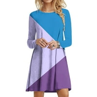 Voncos mini haljine za žene na klirensu - Jesen zimski modni casual dugih rukava okrugli vrat tiskane