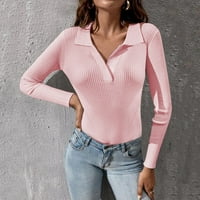 Iopqo džemperi za žene Žene Čvrsto boje pleteni džemper dno dno džemper vrhovi ženskih vrhova