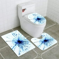 Sažetak plave explozijske rubnice za kupaonicu set za kupac za kupanje Contour mat i toaletni poklopac poklopca