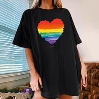 UUBLIK Womens Ljetna majica Vintage Sun Rainbow Ispiši uzorak Ležerne prilike kratkih rukava
