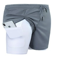 Pudcoco muške fitness kratke hlače Sport koji rade brzi suhi elastični dvostruki slojevi