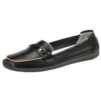 Eloshman Žene Flats Comfort Casual Cipes Classic Loafers Radni modni klizanje na brodu Prozračna crna