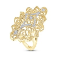 Carat okrugli oblik bijeli prirodni dijamantski filigranski zaručni prsten u 14K žutom zlatu preko sterlinga