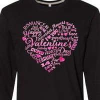 Inktastične valentinske riječi u ružičastoj majici s dugim rukavima