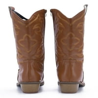 Glookwis Womens Western Cowgirl Boots Side Zip vezene cipele šiljasti prsti mid teleće dame casual moda