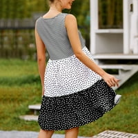 Tking Fashion Ženska ljetna casual polka točka labave haljine s ramena Mini plačka haljina crne s