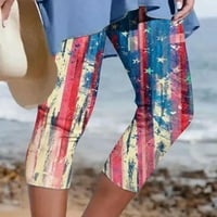 Ženske plus veličine Žene Atletic obrezane duljine koljena Hlače cvjetne ispis Ležerne prilike elastične struke hlače na plaži Ljetne haljine za žene