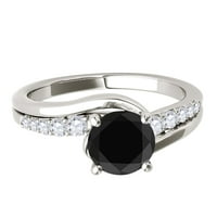 Aonejewelry 1. ct. TTW Halo Black Diamond zaručnički prsten u 14k bijelo zlato