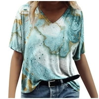 Ženski mramorni print Top casual bluza V izrez kratkih rukava majica moda TUNIC Design Teses Chic Tshirts