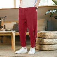 Muške hlače Pamučna posteljina pune boje casual workout jogging trčanje hlače modne posteljine sportone