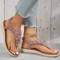 CLIP toe sandale za žene Ljeto cvijeće Plaža Elastična band Sandale Ležerne prilike ravne boem Bohemian Cipele Flip Flops Pink Veličina7.5