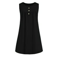 Haljine za žene ženske a-line bez rukava izrez Čvrsta kratka casual moda A-line haljine tamno siva m