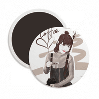 Djevojka kafe slika Ilustracija Kercacs Magnet za osmišljavanje magneta
