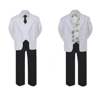 5- Formalno crno bijelo odijelo Set srebrni luk dugi kravate prsluk dječak dječji smrt