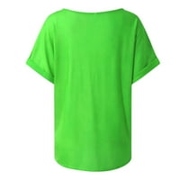 LeylayRay vrhovi za žene Žene Srce Ispiši labavi Ležerne majica kratkih rukava Green XL