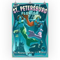 Sankt Peterburg, Florida - Live Mermaids - Lantern Press poster