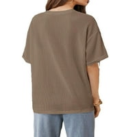 Ženska casual obična okrugla okovratna majica mocha smeđe T-majice s