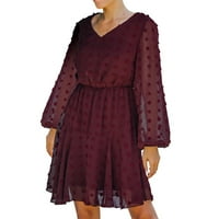 Haljina za žene Rayon Summer haljina haljina MESH V izrez dugih rukava polka ženska haljina