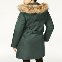 Djevojčica ženska zelena krzna kapuljača, parka zimski jakni kaput juniori l
